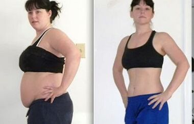 Photos one hour before and after eating
