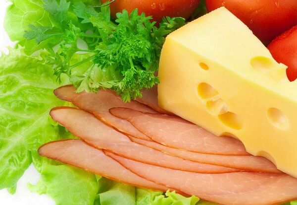 Cheese, meat and vegetables in Dukan's diet